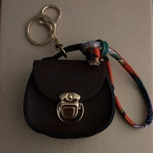 Brown Mini Purse Keychain with Gold Clasp